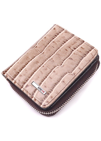 Фактурний жіночий гаманець із монетницею з натуральної шкіри з тисненням під крокодила 21413 Бежевий Karya (258267775)