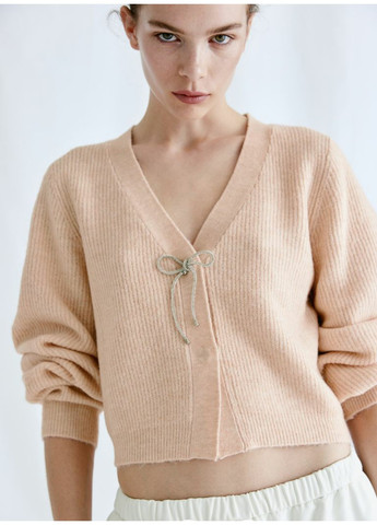 Розовый демисезонный женский свитер с бантиком н&м (56395) xs розовый H&M