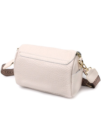 Красивая кожаная женская сумка с оригинальной плечевой лямкой 22404 Белая Vintage (276457518)