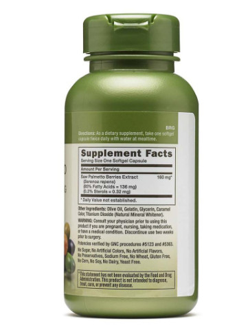 Herbal Plus Saw Palmetto Extract 160 mg 100 Caps GNC (256721422)