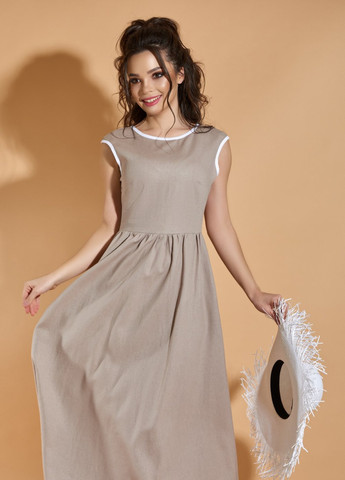 Белое сукнi норма довга лляна сукня (4284) Lemanta