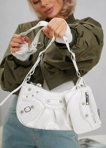 Жіноча сумка balenciaga 8821 крос-боді рептилія біла No Brand (276775970)