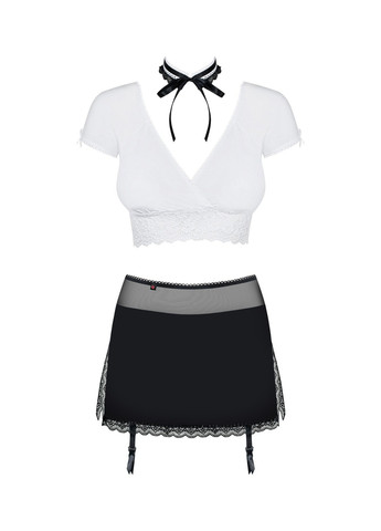 Еротичний костюм секретарки ecretaryuit 5pcs, чорно-білий, топ, спідниця, ст Obsessive (276388972)