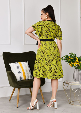 Зеленое женское платье на запах с поясом цвет зеленый р.48/50 432782 New Trend