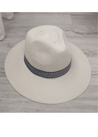Летняя вязаная шляпа Федора белая с лентой No Brand (259793906)