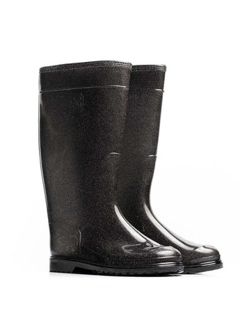 Черные резиновые сапоги глиттер черный Oldcom