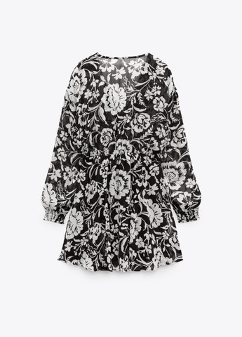 Черно-белое платье Zara с цветочным принтом