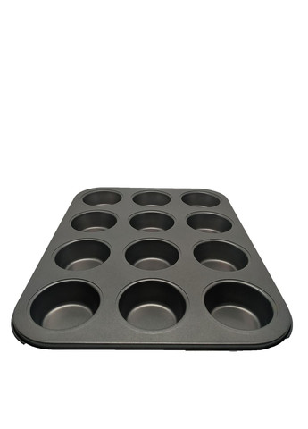 Форма для кексов 35х26,5х3 см 12 шт с антипригарным покрытием темно-серый углеродистая сталь арт. 78201 Krauzer (264647661)