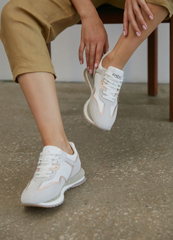 Комбіновані осінні кросівки, колір білий Estro