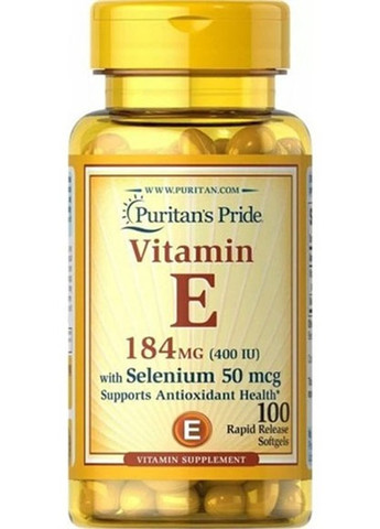 Puritan's Pride Vitamin E 400 IU with Selenium 50 mcg 100 Softgels Puritans Pride (257342608)