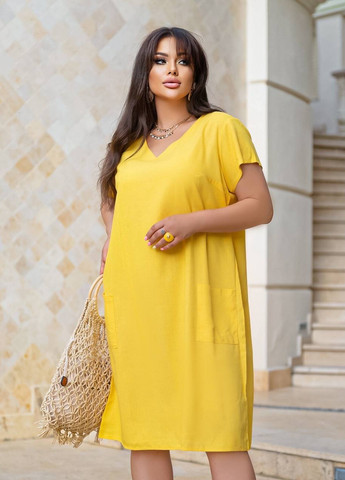 Желтое женское платье с карманами цвет желтый р.46/48 437271 New Trend