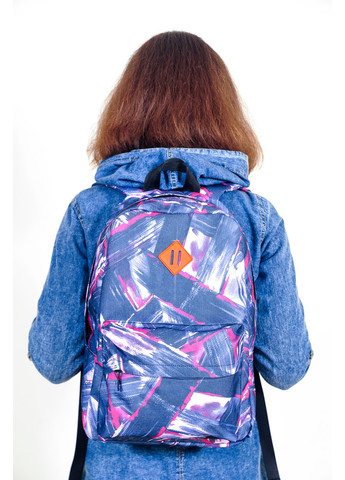 Середній яскравий жіночий рюкзак з абстрактним малюнком міцний водонепроникний з тканини молодіжний 14 л No Brand (258653613)