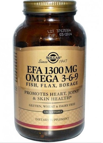 EFA Omega 3-6-9 1300 mg 120 Softgels SOL-02028 Solgar (256720436)