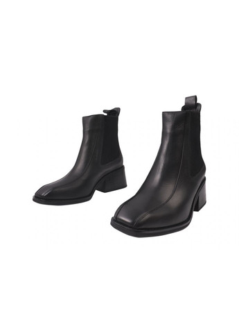Черные ботинки женские из натуральной кожи,на низком каблуке,черные,турция Lottini 170-20DHC