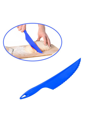Пластиковый кухонный нож для силиконового коврика крема, торта, теста овощей и фруктов 30.5 см Синий Kitchette (260132459)