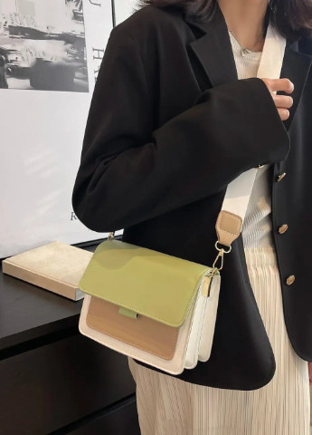 Жіноча класична сумочка через плече крос-боді хакі оливкова зелена No Brand (257007434)