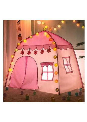 Дитячий ігровий намет палатка будиночок з гірляндою для дітей малюків 123х123х140 см (475161-Prob) Рожевий Unbranded (262596928)