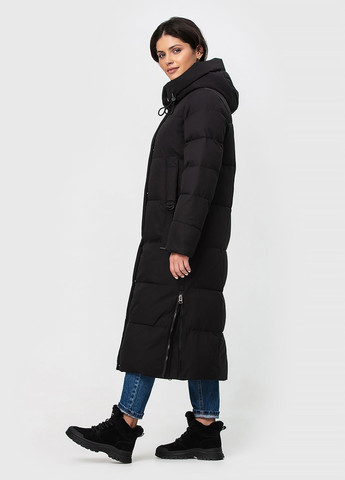 Чорна зимня базова куртка-пальто з капюшоном модель Icebear 3953