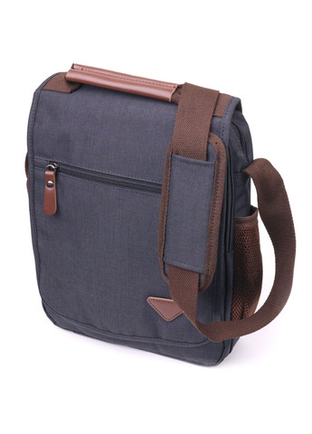 Вертикальная мужская сумка через плечо текстильная 21261 Черная Vintage (258267892)