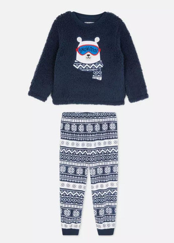 Комбинированная зимняя теплая пижама для девочки свитшот + брюки Primark