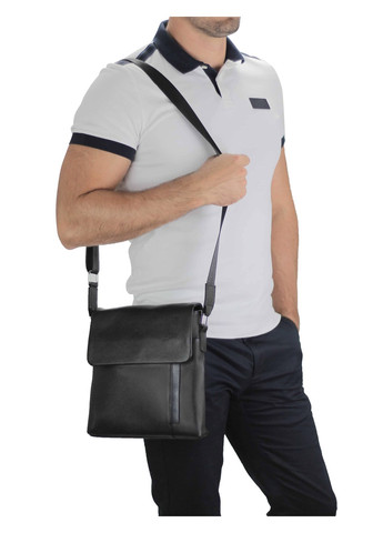 Мужская кожаная сумка через плечо черная A25F-9913A Tiding Bag (277963207)