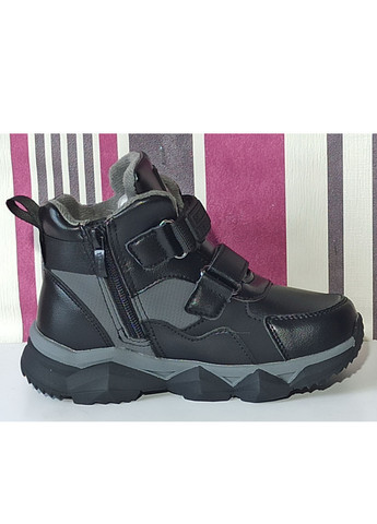 Черные повседневные осенние демисезонные ботинки хайтопы для мальчика утепленные на флисе том м 10120а черные Tom.M