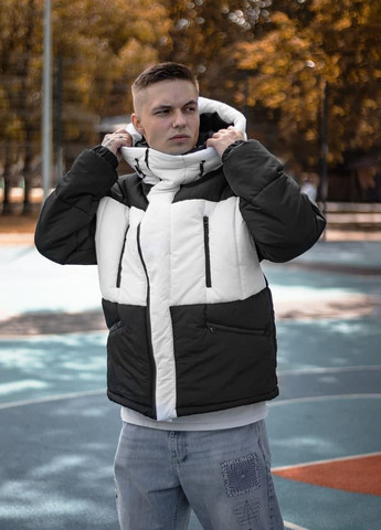 Черно-белая зимняя зимняя мужская куртка No Brand