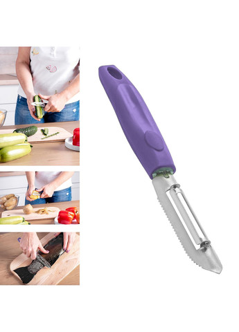 Нож 2в1 экономка овощечистка рыбочистка большой с пластмассовой ручкой для очистки овощей и фруктов 20.5 см Фиолетовый Kitchette (268024574)