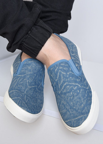 Мокасини чоловічі блакитного кольору текстиль Let's Shop (259503705)