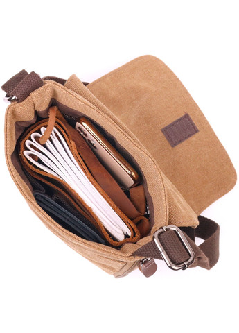 Функціональна чоловіча сумка з текстилю 21268 Коричнева Vintage (258286249)