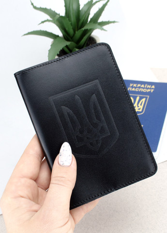 Подарунковий чоловічий набір №75: портмоне + обкладинка на паспорт (чорний глянсовий) HandyCover (264032106)
