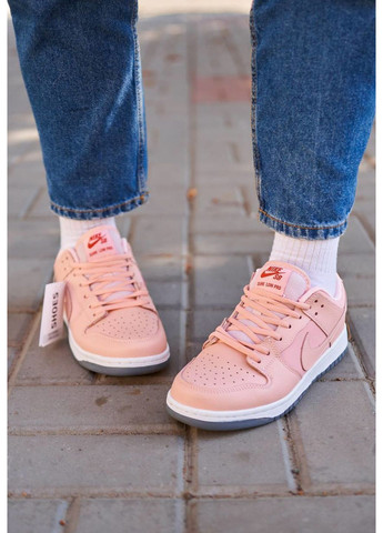 Розовые демисезонные кроссовки женские, вьетнам Nike SB Dunk Pink White