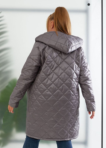 Графітова жіноча тепла куртка до коліна сірий р.52/54 391482 New Trend