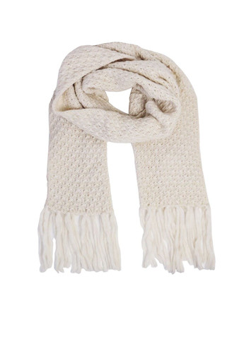 В'язаний жіночий шарф з блискучою ниткою та бахромою бежевий C&A (264921843)