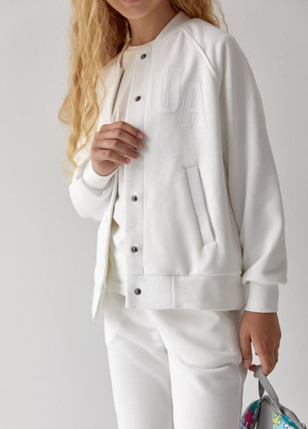 Дитячий костюм бомбер та джогери для дівчинки колір білий р.158 441767 New Trend (263133568)