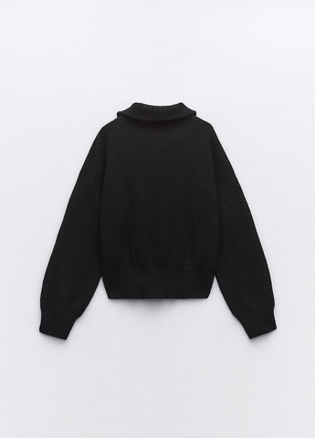 Чорний демісезонний трикотажний светр із блискавкою Zara