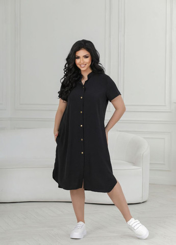 Черное женское платье-рубашка цвет черный 436404 New Trend