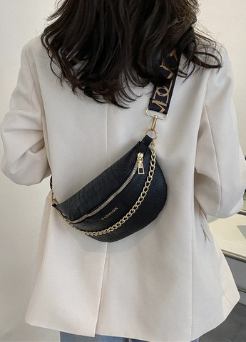 Женская классическая сумочка FASHION бананка кросс-боди на ремешке через плечо черная No Brand (259473651)
