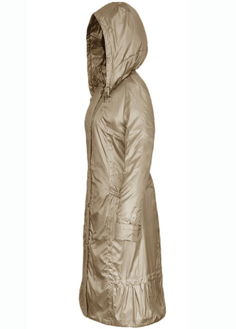 Бежевый Плащ пальто женский длинный демисезонный утепленный с капюшоном Mirage