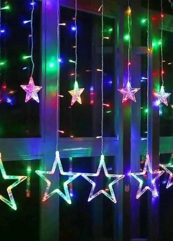 Светодиодная праздничная комнатная гирлянда штора большие и маленькие звезды 120 LED ламп 4.1 м (475449-Prob) Мультицветная Unbranded (267721820)