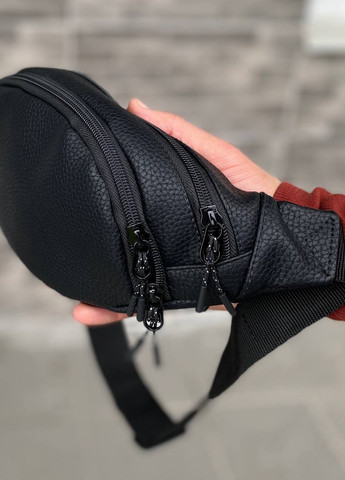 Поясна нагрудна чорна сумка бананка PUшкіра No Brand (258376788)
