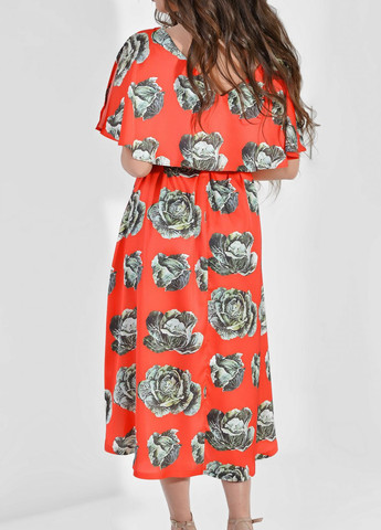 Червона літні сукні легка подовжена сукня з поясом (ут000045909) Lemanta