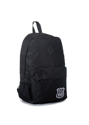 Чоловічий місткий середній рюкзак чорного кольору з тканини з малюнком вишивкою на кишені м'який No Brand (258591302)