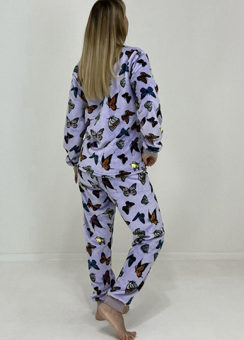 Сиреневая зимняя пижама женская зимняя нежные бабочки 56 сиреневая 96008181-6 Triko