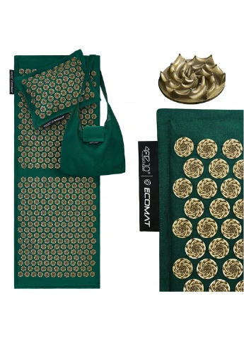 Коврик акупунктурный с подушкой Eco Mat Аппликатор Кузнецова 130 x 50 см 4FJ0290 Navy Green/Gold 4FIZJO (258454095)