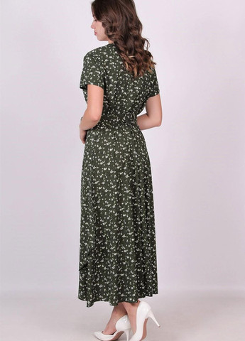 Зелена кежуал сукня подовжена жіноча 121 квіти білий софт зелена Актуаль