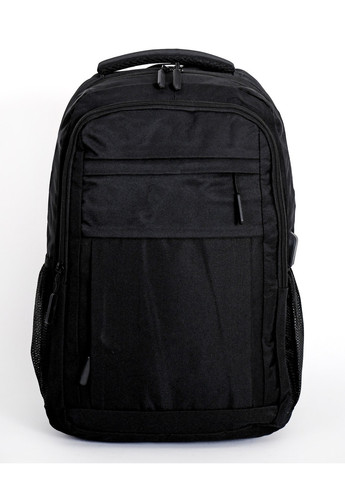 Рюкзак повсякденний однотонний чорний молодіжній міський середнього розміру з кишенею під ноутбук планшет No Brand (258653615)