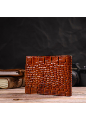Фактурний чоловічий гаманець без застібки горизонтального формату з натуральної шкіри 21761 Коричневий Canpellini (259874031)