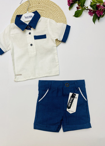 Синий летний костюм летний для мальчика рубашка и шорты Murat baby