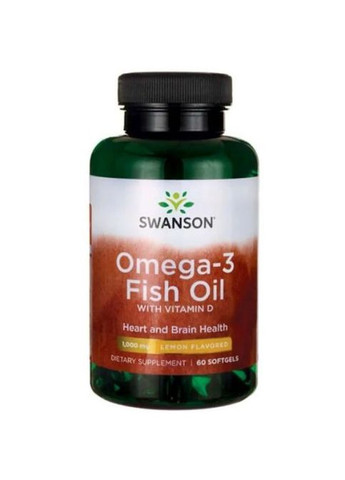 Omega-3 Fish Oil with Vitamin D 1000 mg 60 Softgels Lemon SWA-11309 Swanson (262289874)